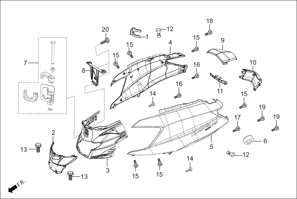 F-8-DRUM BODY COVER diagram showing 93903-35380