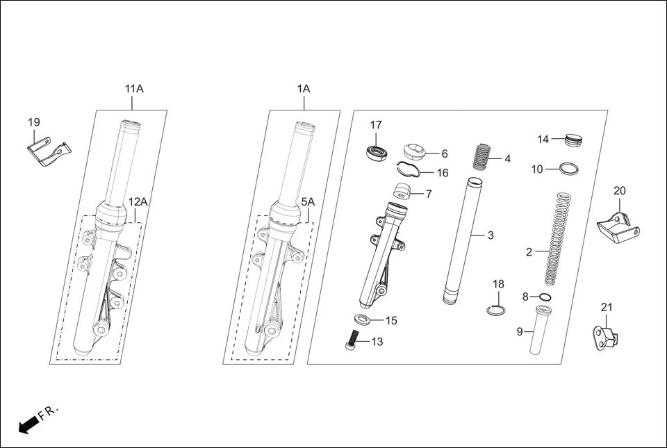F-9A-DISC FR. FORK diagram showing 51500-ABH-400