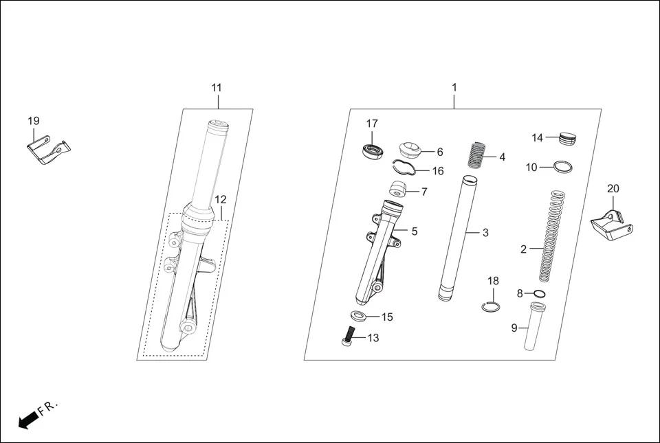 F-9A-DRUM FR. FORK diagram showing 90601-GF5-730