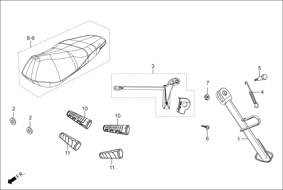 FOP-4 SIDE STAND/COVER ASSY. SEAT (OPTIONAL) diagram showing 90304-KCS-920