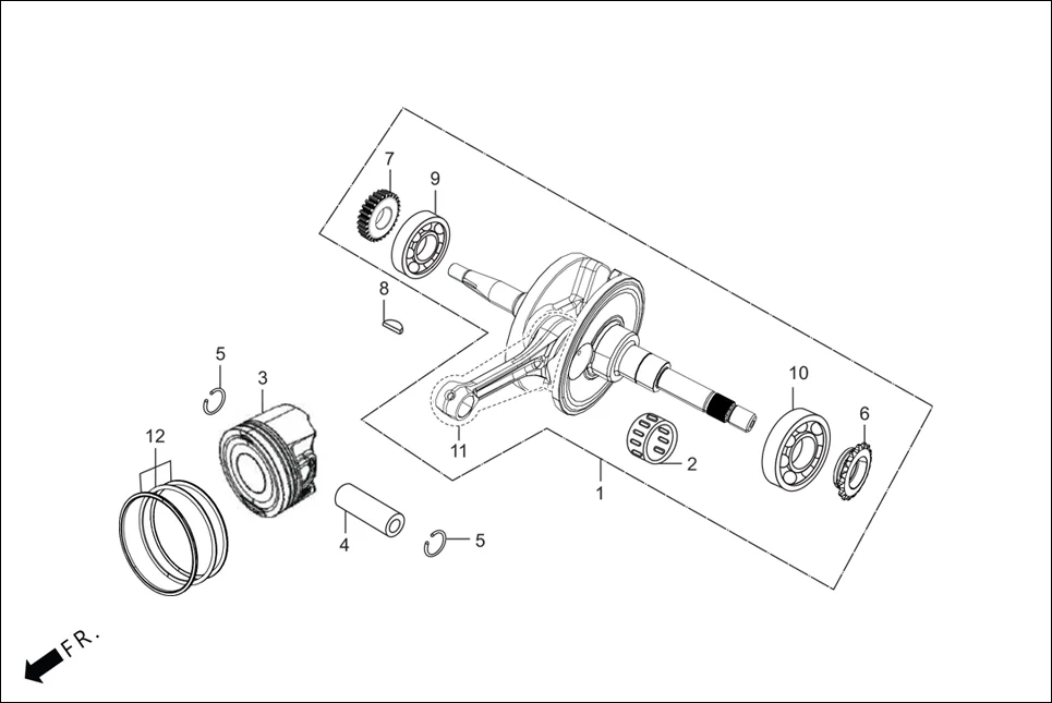 E-16 CRANK SHAFT/PISTON