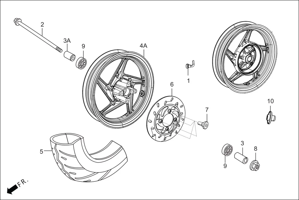F-10-DISC FRONT WHEEL diagram showing 44620-AAW-000