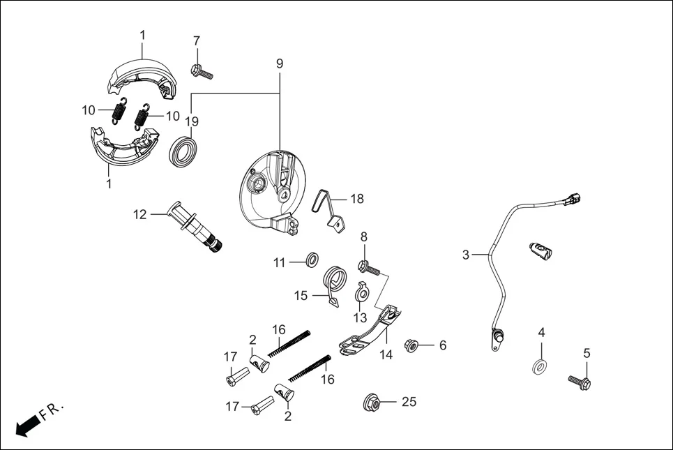 F-10A-DRUM FRONT BRAKE(PANEL ASSY.) diagram showing 45134-250-000