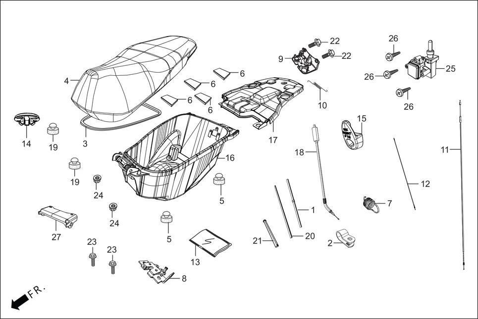 F-12-DISC SEAT/LUGGAGE BOX assembly diagram for Hero MAESTRO EDGE 125CC(March,2023)