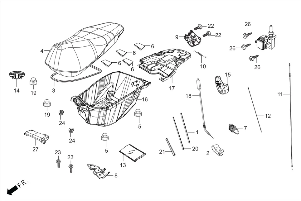 F-12-DRUM SEAT/LUGGAGE BOX diagram showing 77244-AAW-000