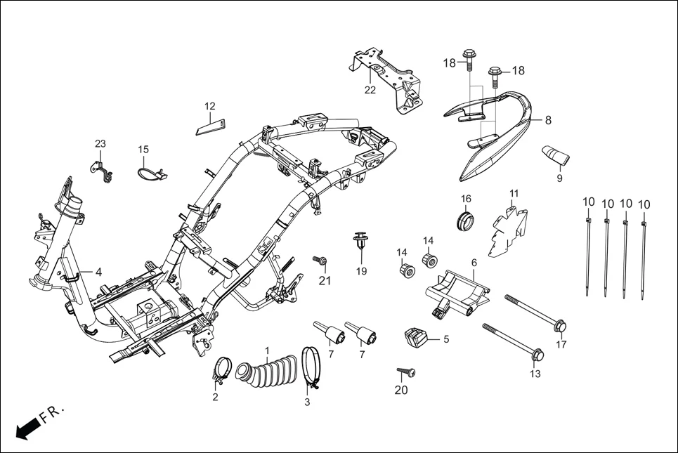 F-23-DISC FRAME BODY assembly diagram for Hero MAESTRO EDGE 125CC(March,2023)