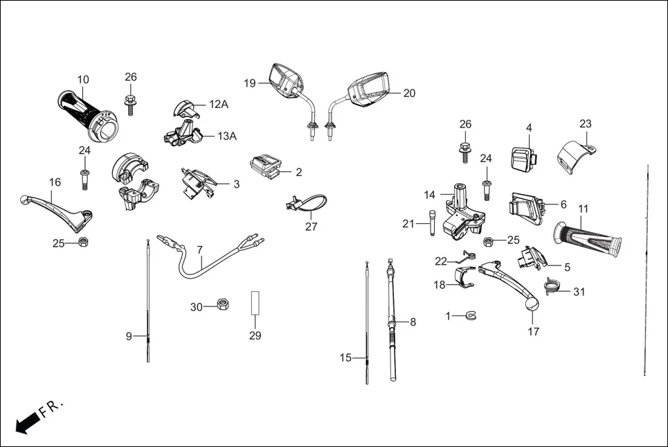 F-3-DRUM HANDLE LEVER/SWITCH/CABLE diagram showing 45440-AAW-000