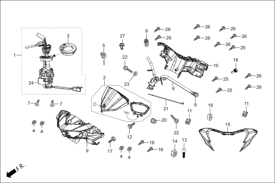 F-4-CONNECT STEERING HANDLE/HANDLE COVER diagram showing 53240-ABH-510V