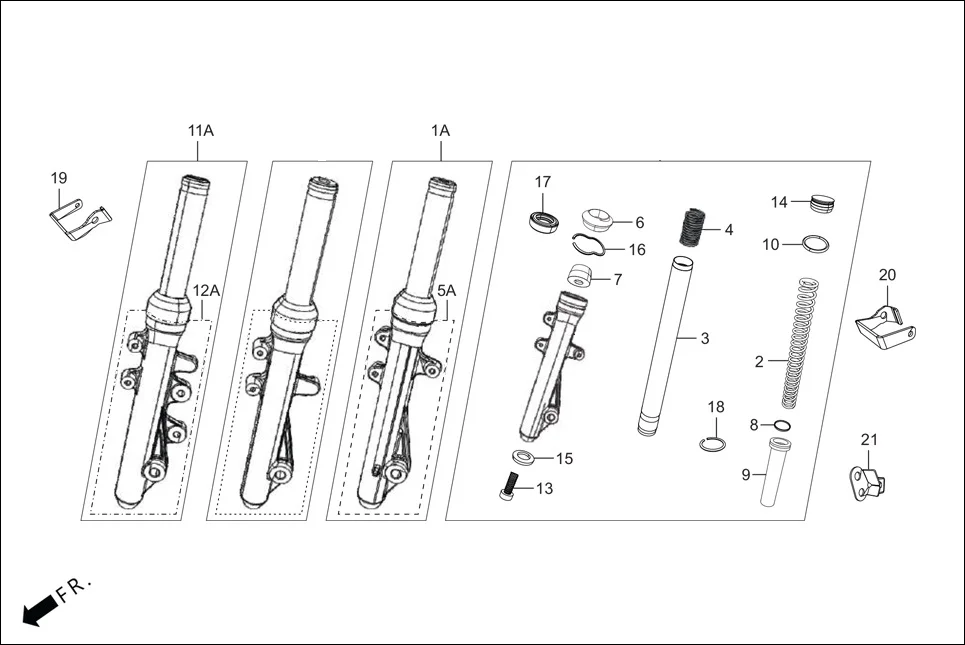 F-9A-DISC FR. FORK assembly diagram for Hero MAESTRO EDGE 125CC(March,2023)