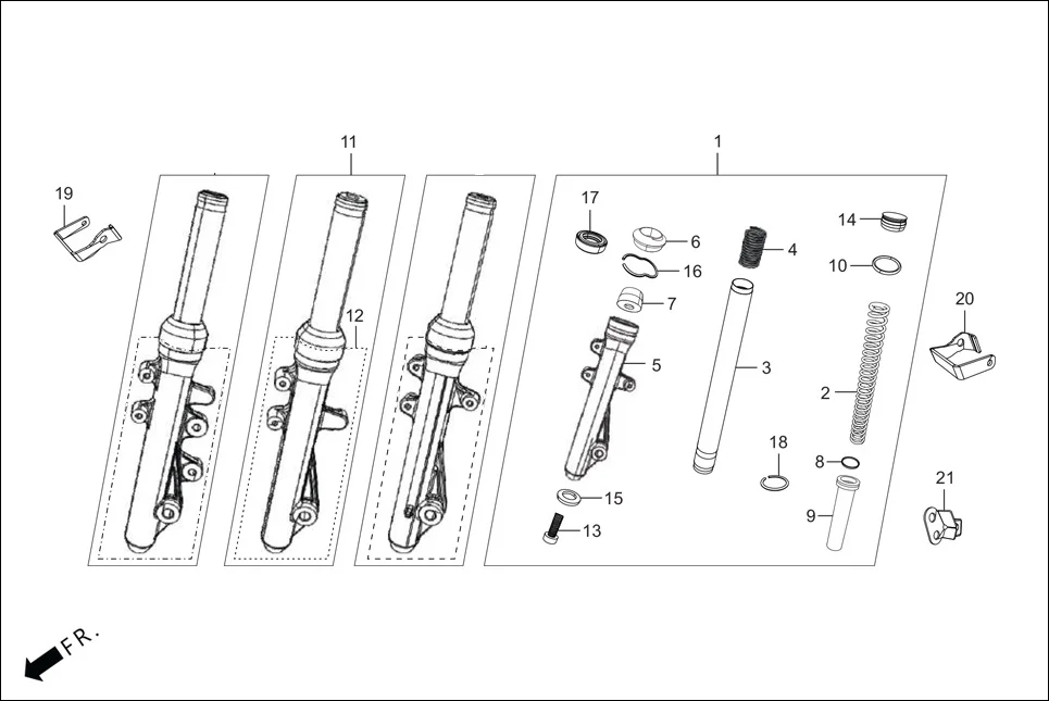 F-9A-DRUM FR. FORK assembly diagram for Hero MAESTRO EDGE 125CC(March,2023)