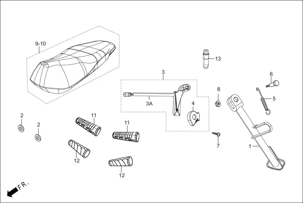 FOP-4 SIDE STAND/COVER ASSY. SEAT (OPTIONAL) diagram showing 90107-AAB-000