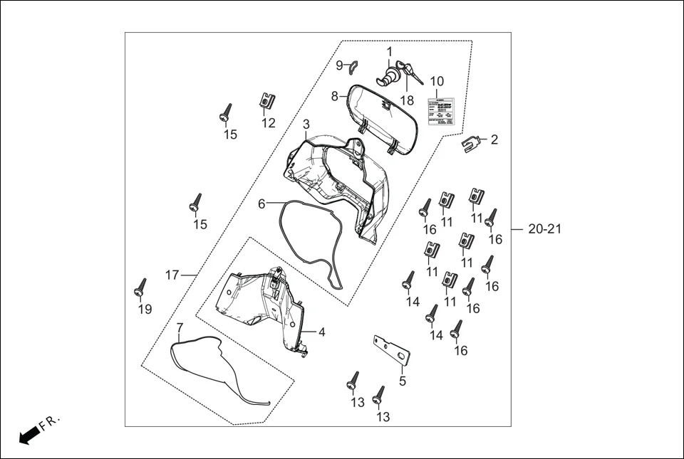 FOP-2 FR. INNER BOX (OPTIONAL) assembly diagram for Hero Maestro EDGE 125 BSVI (July,2021)