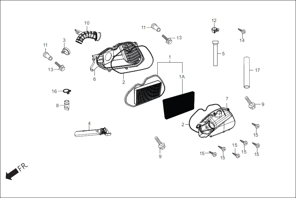 F-15 AIR CLEANER assembly diagram for Hero Maestro EDGE 125 BSVI (OCT, 2020)