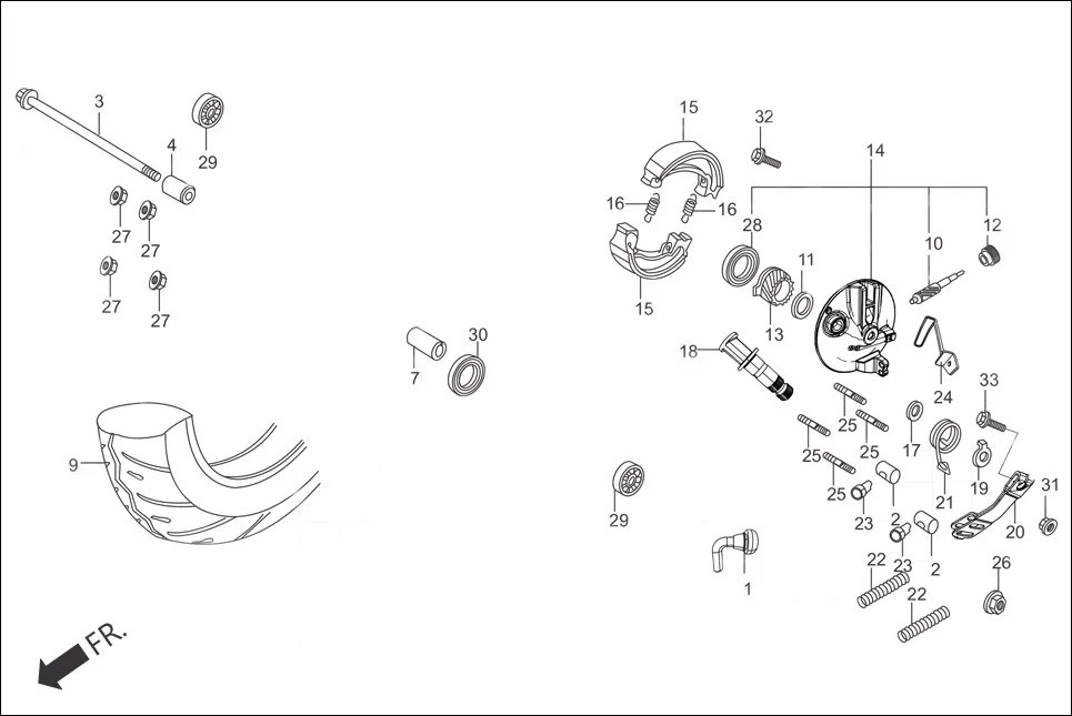 F-10A-VX FRONT WHEEL SHEET METAL diagram showing 44620-AAW-000