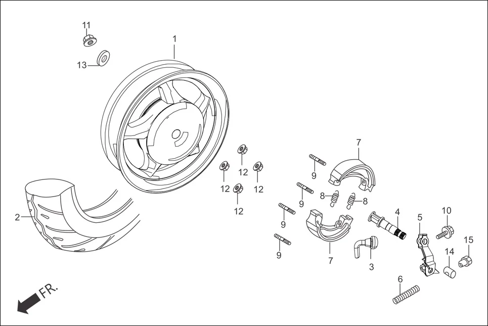 F-11-VX REAR WHEEL assembly diagram for Hero Maestro EDGE (Sep, 2015)