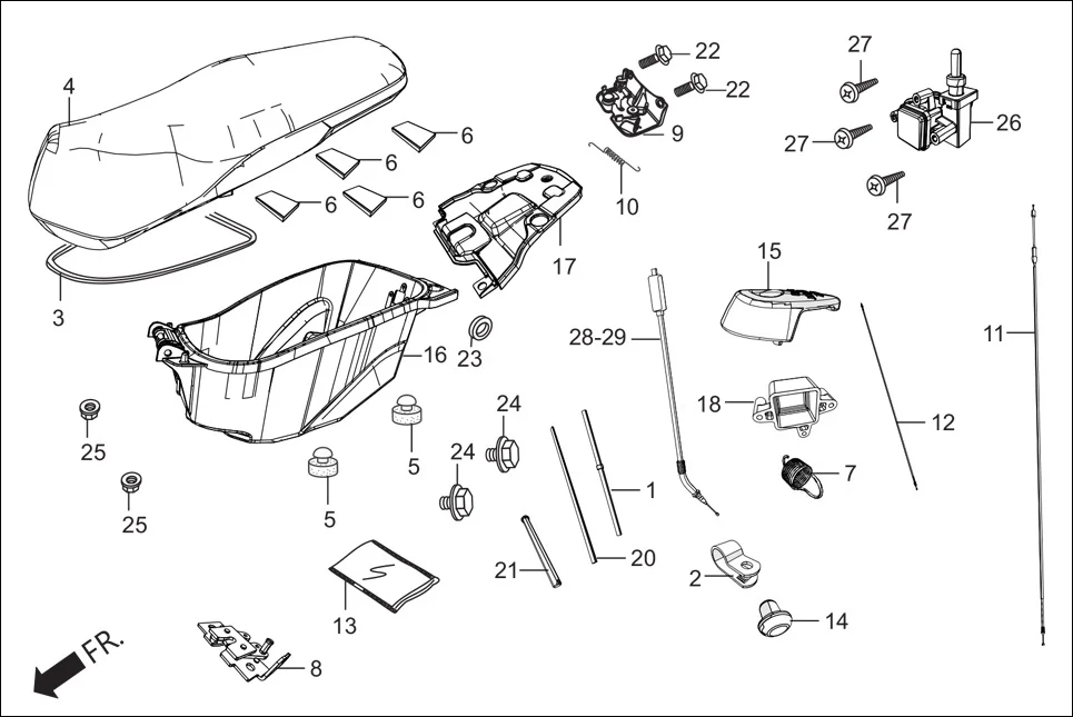F-12-VX SEAT/LUGGAGE BOX assembly diagram for Hero Maestro EDGE (Sep, 2015)