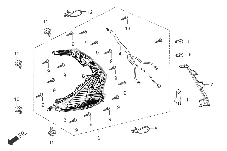F-20-VX REAR COMBINATION LIGHT assembly diagram for Hero Maestro EDGE (Sep, 2015)