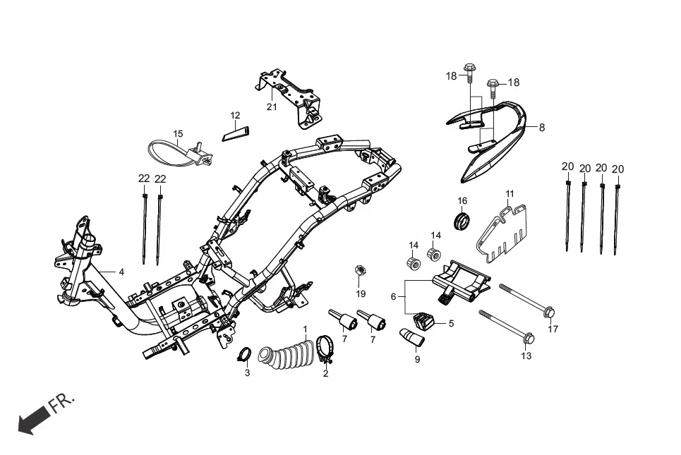 F-23-VX FRAME BODY assembly diagram for Hero Maestro EDGE (Sep, 2015)