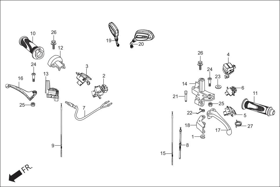 F-3-VX HANDLE LEVER/SWITCH/CABLE assembly diagram for Hero Maestro EDGE (Sep, 2015)