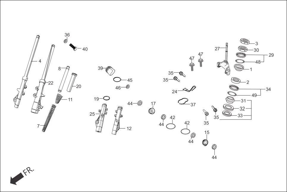 F-9-VX STRG. STEM/FR. FORK assembly diagram for Hero Maestro EDGE (Sep, 2015)