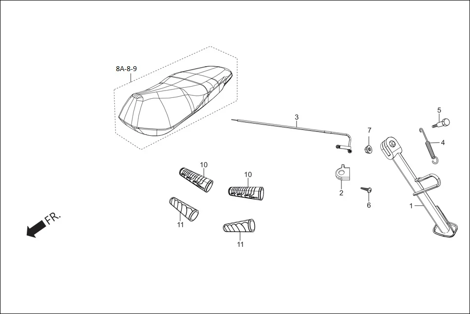 FOP-4 SIDE STAND/COVER ASSY. SEAT (OPTIONAL) assembly diagram for Hero Maestro EDGE (Feb, 2017)