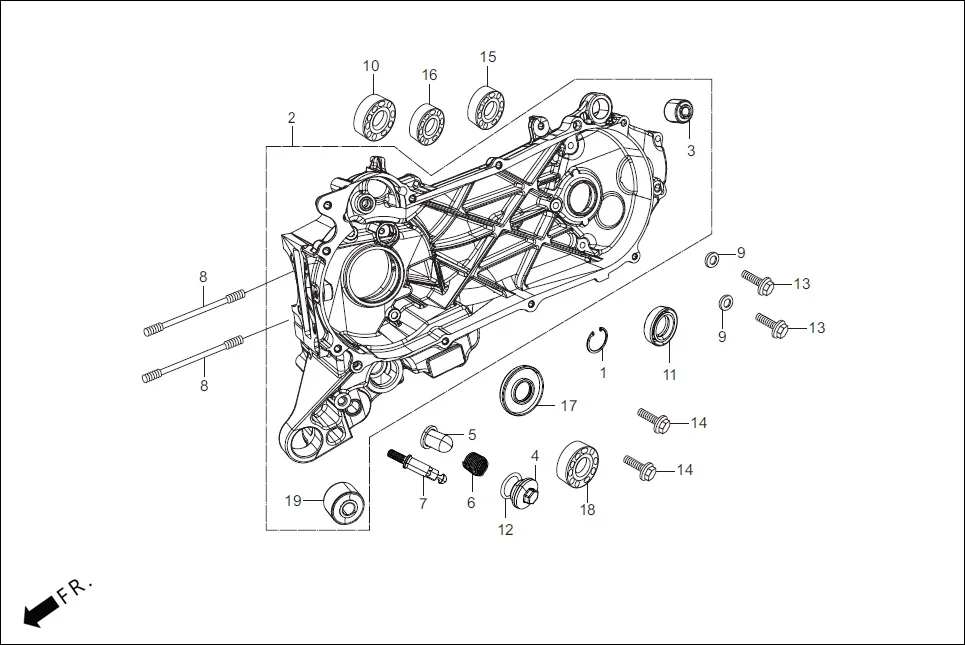 E-15A LEFT CRANK CASE