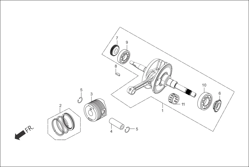 E-16 CRANK SHAFT/PISTON