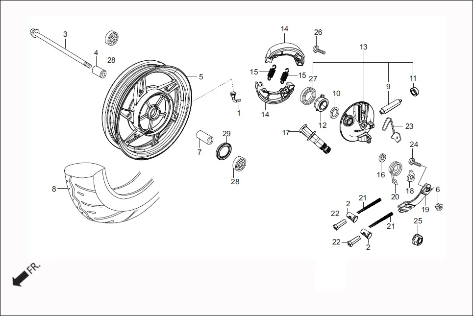 F-10 FRONT WHEEL assembly diagram for Hero Maestro EDGE (Apr, 2017)