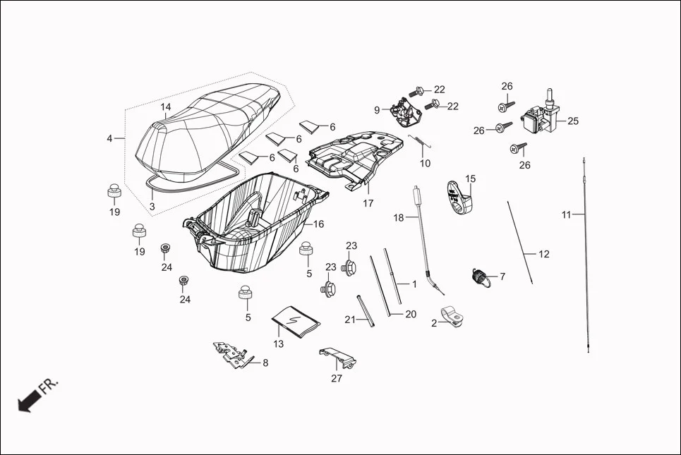 F-12 SEAT/LUGGAGE BOX assembly diagram for Hero Maestro EDGE (Apr, 2017)