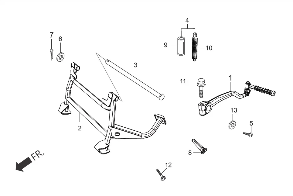 F-17 ARM KICK START/MAIN STAND/SIDE STAND assembly diagram for Hero Maestro EDGE (Apr, 2017)