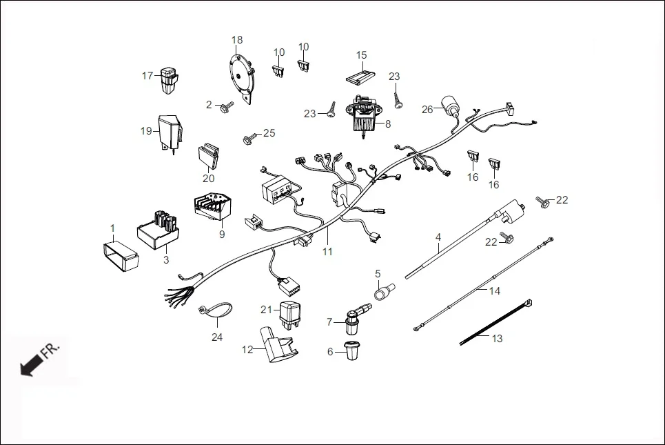 F-22 WIRE HARNESS (W/O IMMOBILIZER) assembly diagram for Hero Maestro EDGE (Apr, 2017)