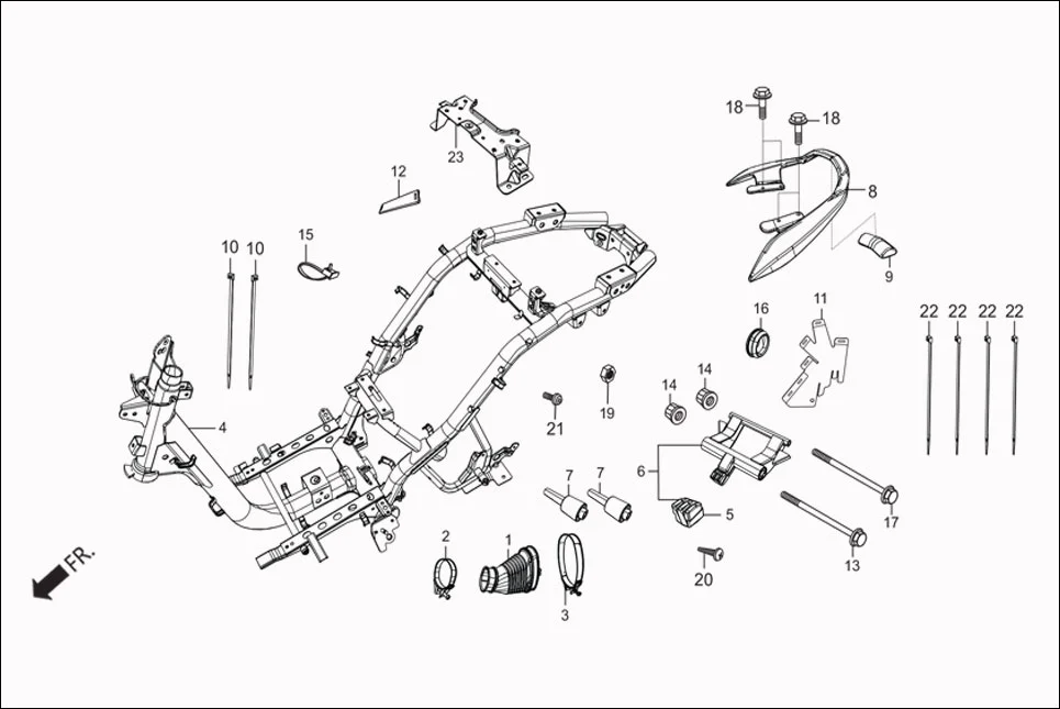 F-23 FRAME BODY diagram showing 90105-KJ9-000