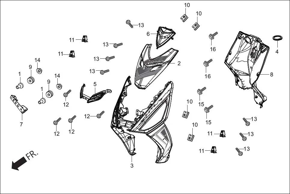 F-6 FR. &amp; INNER COVER assembly diagram for Hero Maestro EDGE (Apr, 2017)