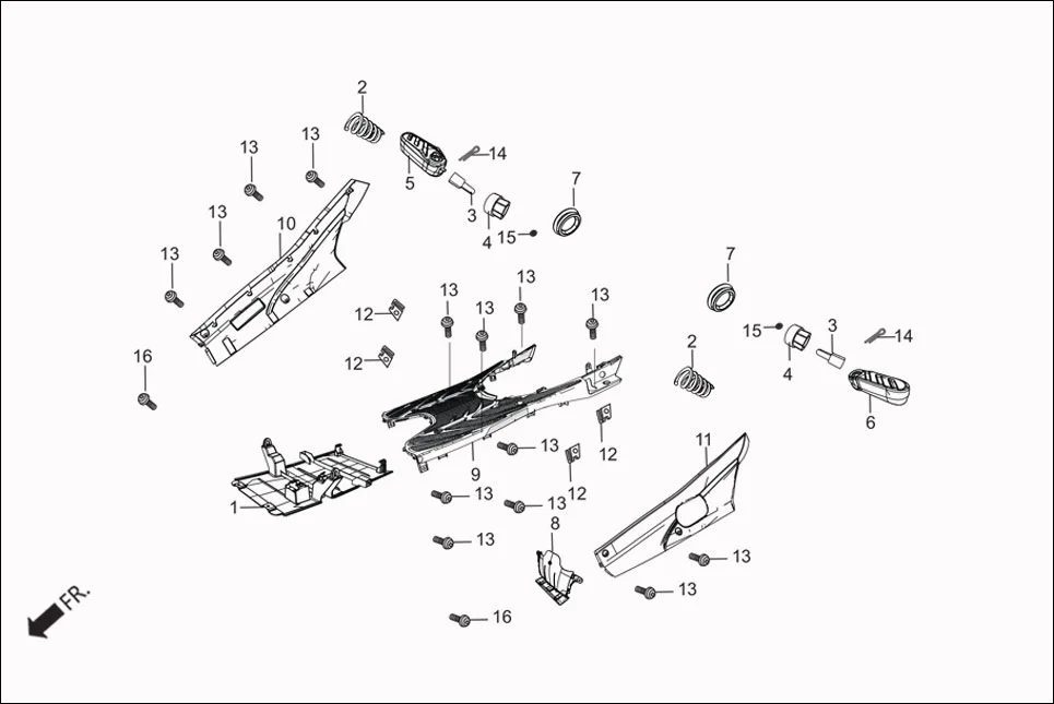 F-7 FLOOR PANEL assembly diagram for Hero Maestro EDGE (Apr, 2017)