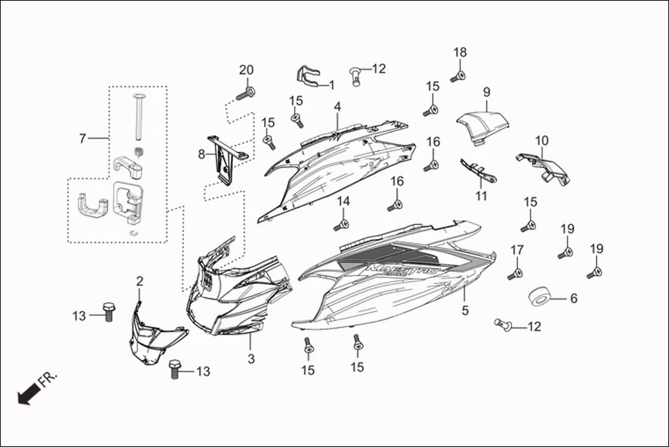 F-8 BODY COVER assembly diagram for Hero Maestro EDGE (Apr, 2017)