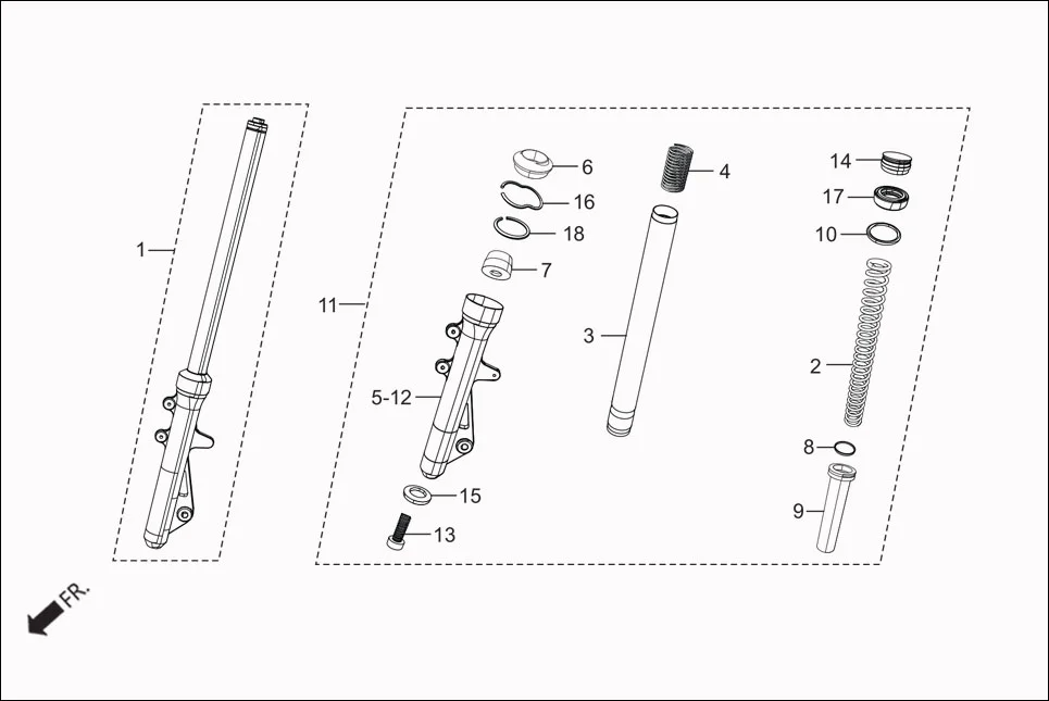 F-9A FR. FORK assembly diagram for Hero Maestro EDGE (Apr, 2017)