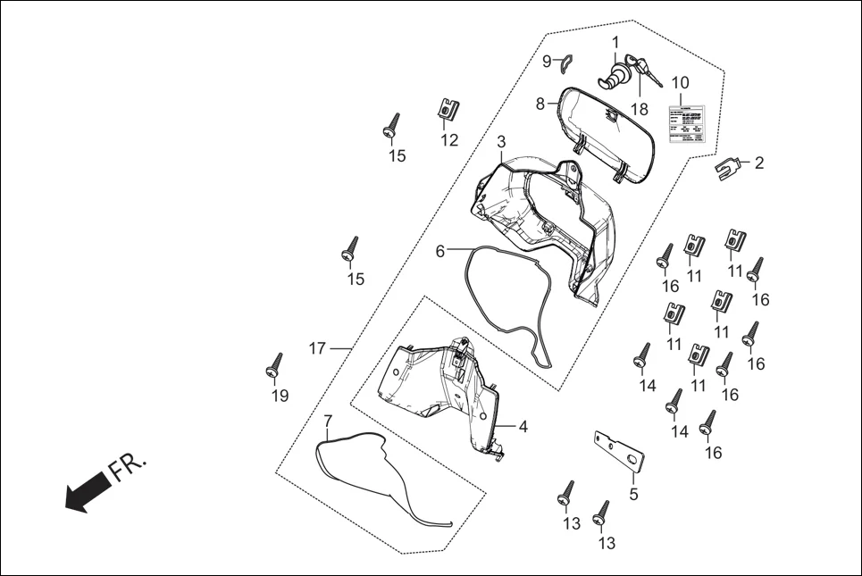 FOP-2 FR. INNER BOX (OPTIONAL) assembly diagram for Hero Maestro EDGE BSVI (Aug, 2020)
