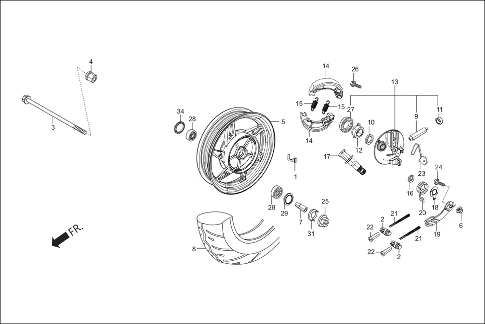 F-10-DRUM FRONT WHEEL assembly diagram for Hero Maestro EDGE 125 (May,2019)