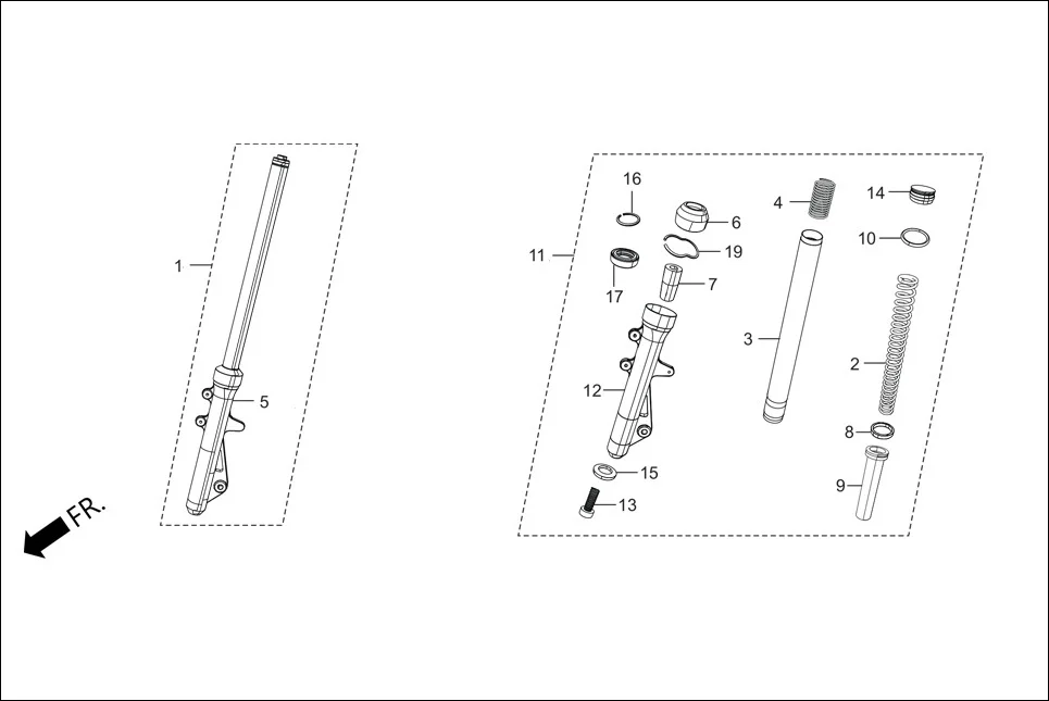 F-9A-DRUM FR. FORK assembly diagram for Hero Maestro EDGE 125 (May,2019)