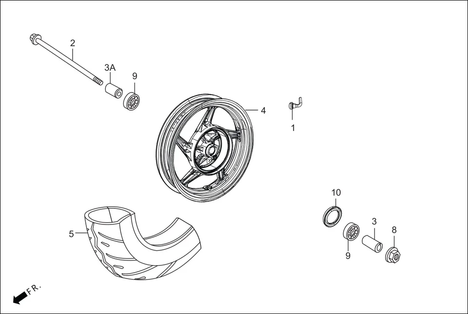F-10-DRUM FRONT WHEEL diagram showing 42753-AAL-001