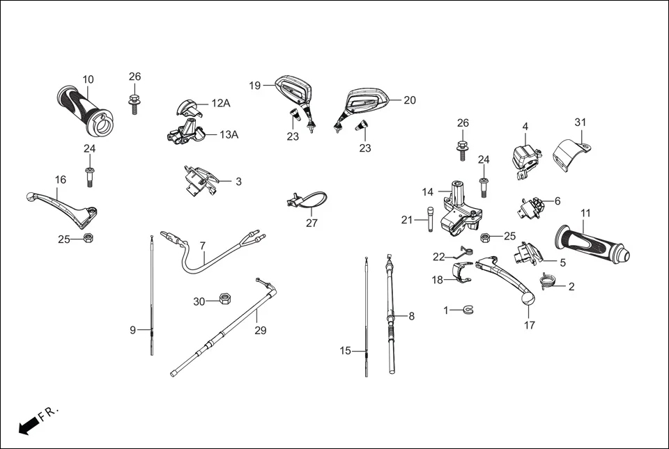 F-3-DRUM HANDLE LEVER/SWITCH/CABLE diagram showing 53168-ABG-200