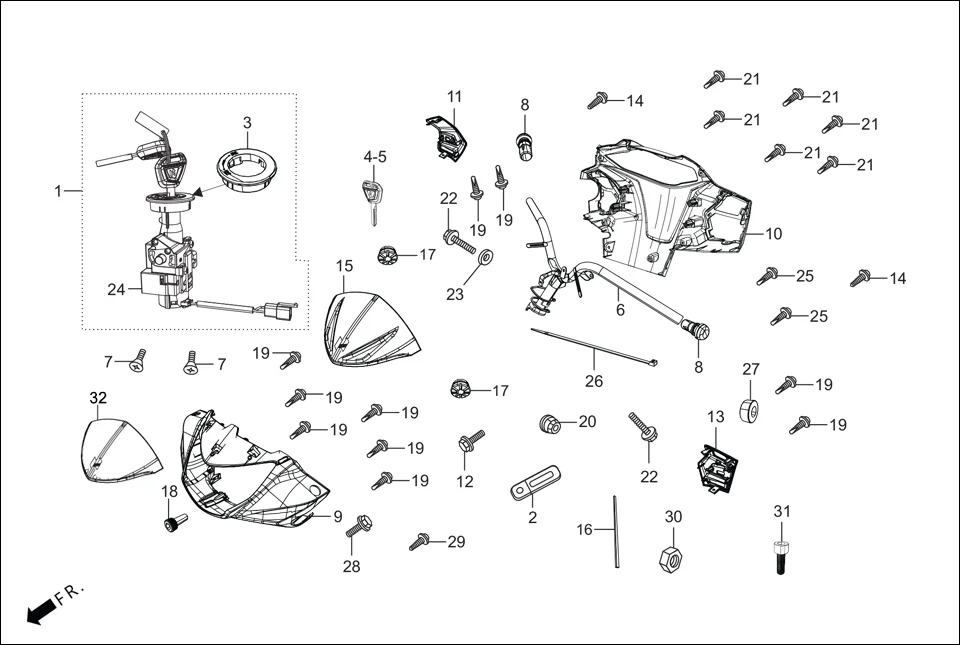 F-4-DRUM STEERING HANDLE/HANDLE COVER diagram showing 53205-ABG-200S