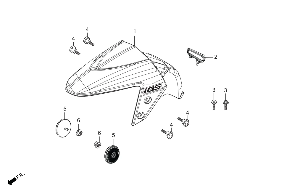 F-5-DRUM FRONT FENDER diagram showing 90381-KWA-940