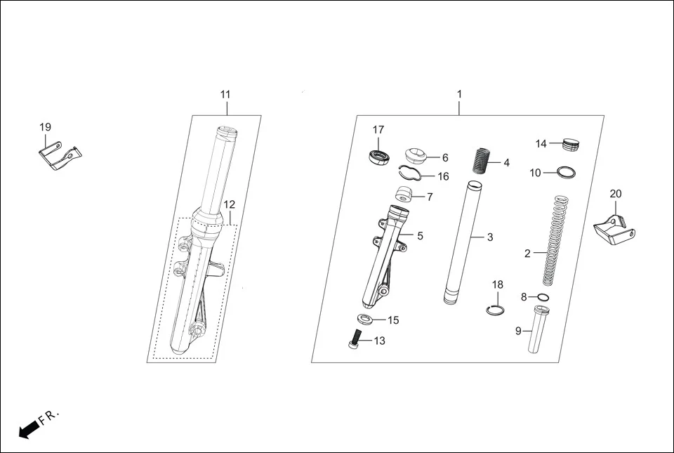 F-9A-DRUM FR. FORK diagram showing 51432-KFN-851