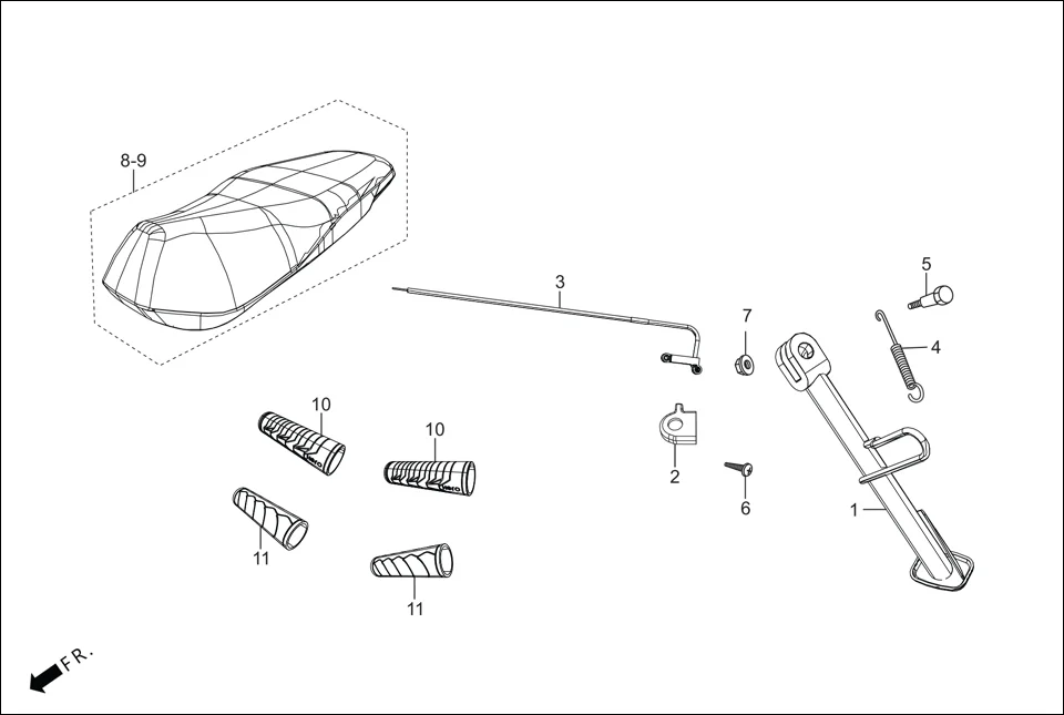 FOP-4 SIDE STAND/COVER ASSY. SEAT (OPTIONAL) diagram showing 93891-05014-18