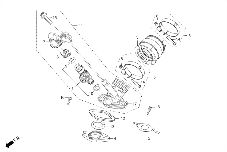 E-17A FUEL INJECTOR ASSY/INLET PIPE ASSY.