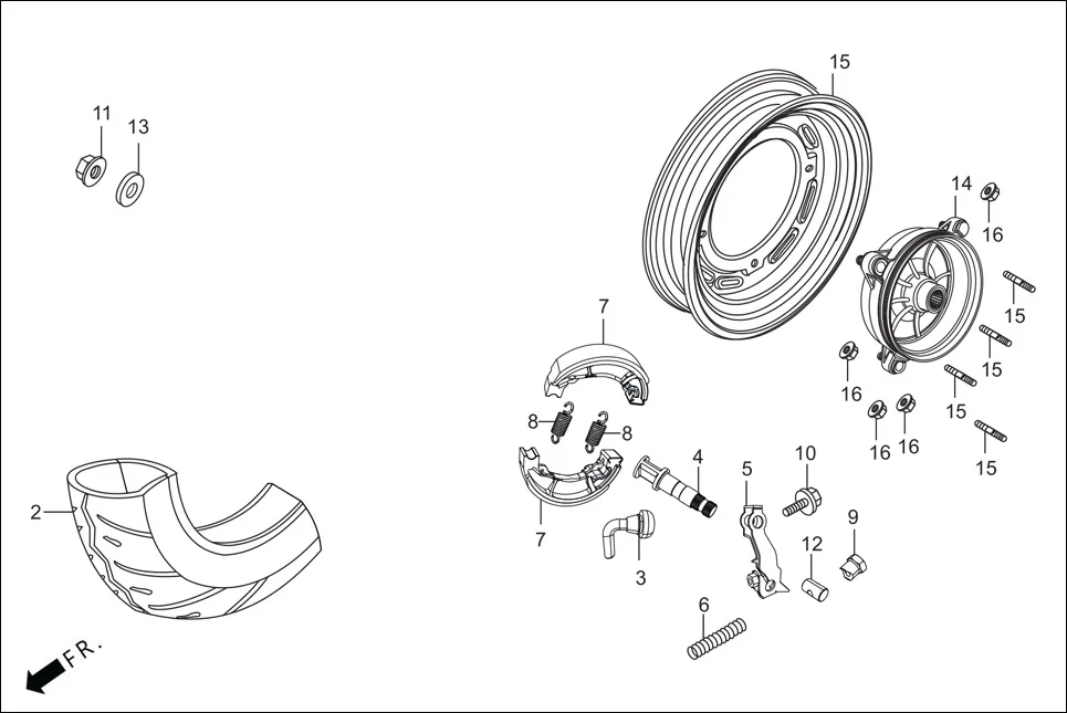 F-11-LX REAR WHEEL assembly diagram for Hero Maestro EDGE BSVI(Dec, 2021)