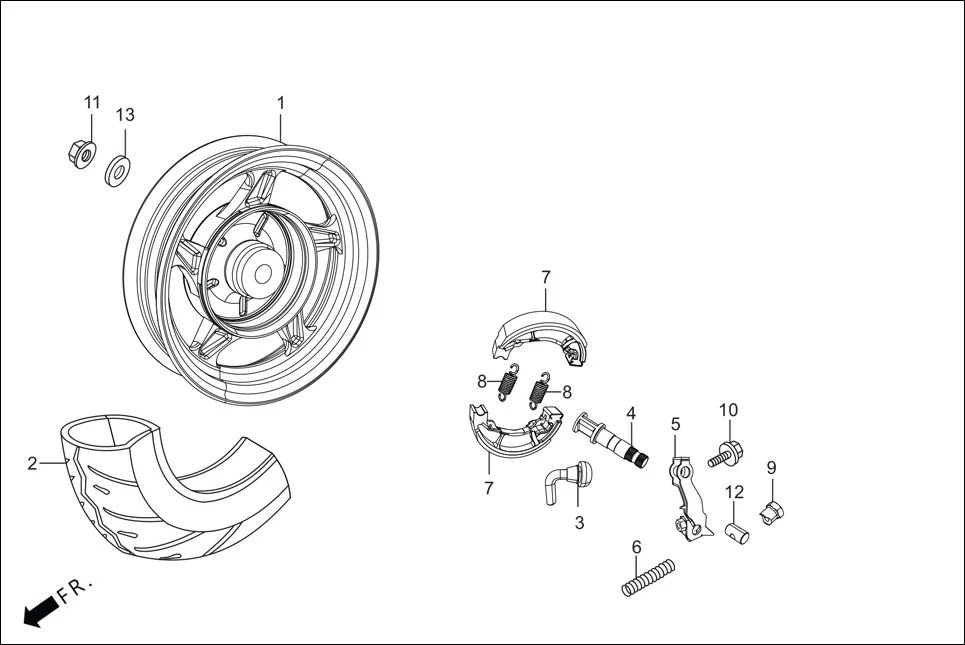 F-11-VX REAR WHEEL assembly diagram for Hero Maestro EDGE BSVI(Dec, 2021)