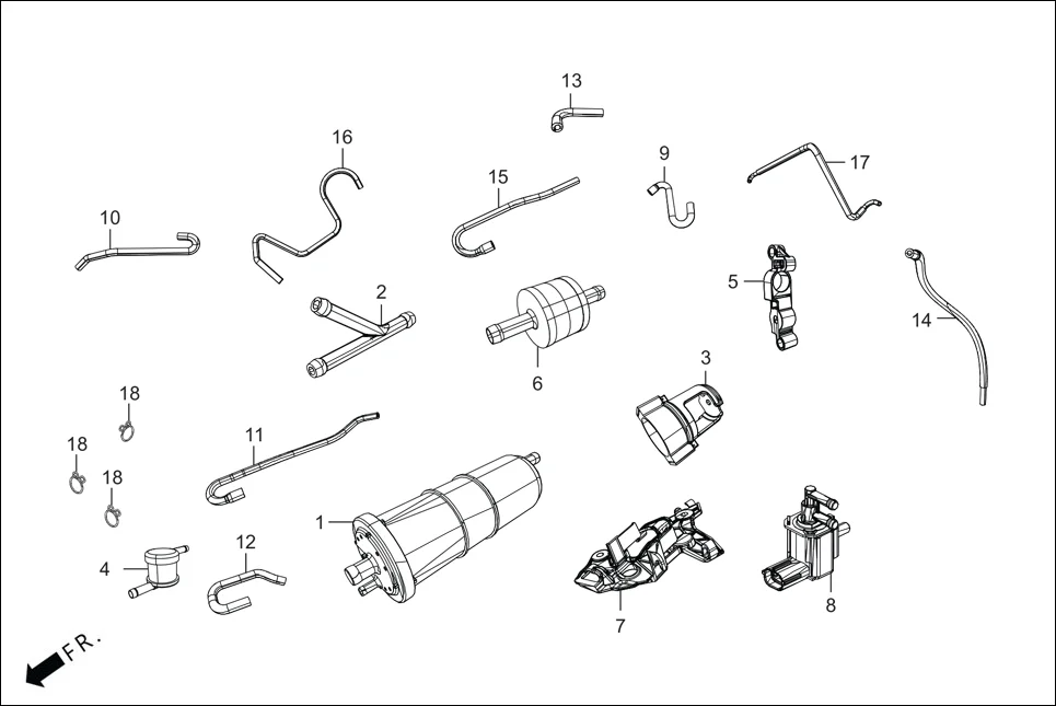 F-13A FUEL TANK (CANISTER ASSY.) assembly diagram for Hero Maestro EDGE BSVI(Dec, 2021)