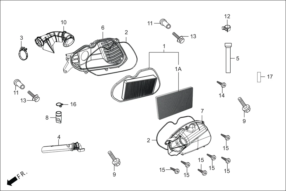 F-15 AIR CLEANER assembly diagram for Hero Maestro EDGE BSVI(Dec, 2021)